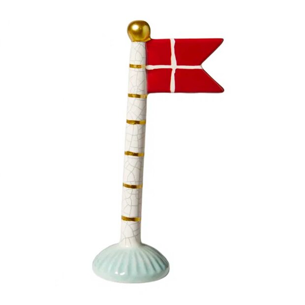 SPEEDTSBERG - KERAMIK FLAG 19 CM | HVID M/STRIB