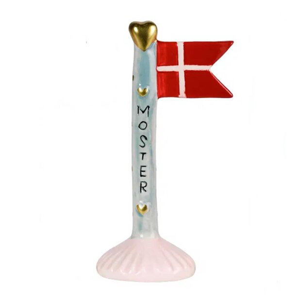 SPEEDTSBERG - KERAMIK FLAG MOSTER 14 CM | BLÅ M/ROSA FOD