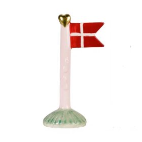 SPEEDTSBERG - KERAMIK FLAG M/BABYFØDDER | LYSERØD M/GRØN FOD