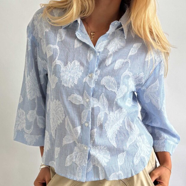 CONTINUE COPENHAGEN - MILI EMBRODERY BLOUSE | BLUE STRIPE