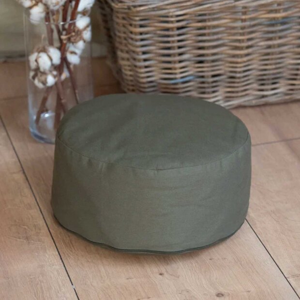 GOYOGI - CALM ORGANIC COTTON ROUND MEDITATION CUSHION | DARK OLIVE