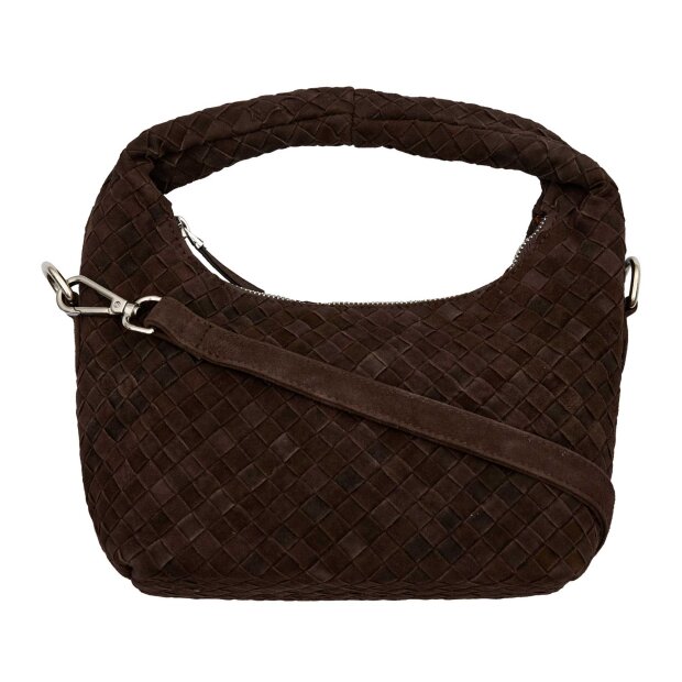 BTF CPH - SUEDE BRAIDED CLUTCH | DARK CHOCOLATE BROWN W/ SILVER
