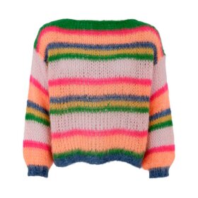 BLACK COLOUR - ANNA MULTI STRIPED JUMPER | ORANGE MULTI