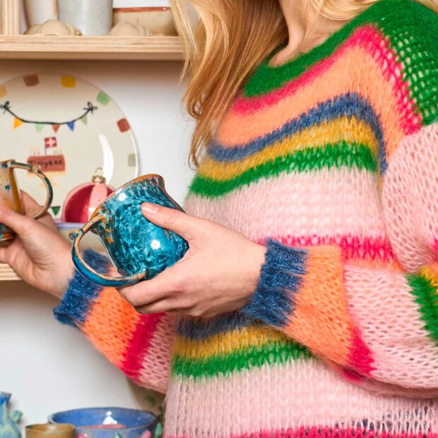 BLACK COLOUR - ANNA MULTI STRIPED JUMPER | ORANGE MULTI