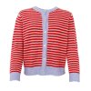 BLACK COLOUR - DELL STRIPED KNIT CARDIGAN | RED