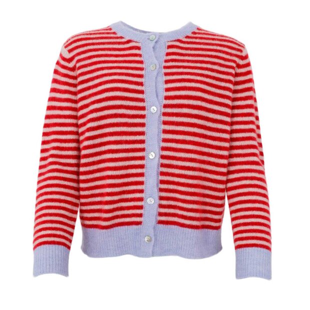 BLACK COLOUR - DELL STRIPED KNIT CARDIGAN | RED