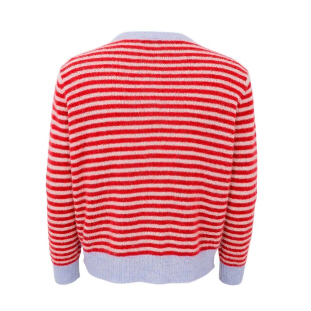 BLACK COLOUR - DELL STRIPED KNIT CARDIGAN | RED