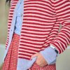 BLACK COLOUR - DELL STRIPED KNIT CARDIGAN | RED