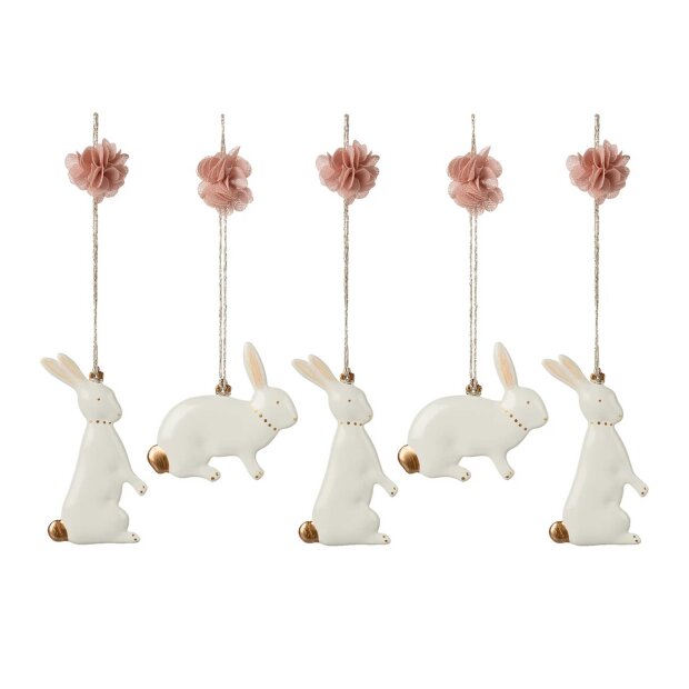 MAILEG - METALOPHÆNG - 5 STK. PÅSKEHARE