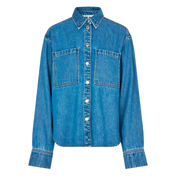 SECOND FEMALE - IRVANA DENIM SHIRT | BLUE DENIM