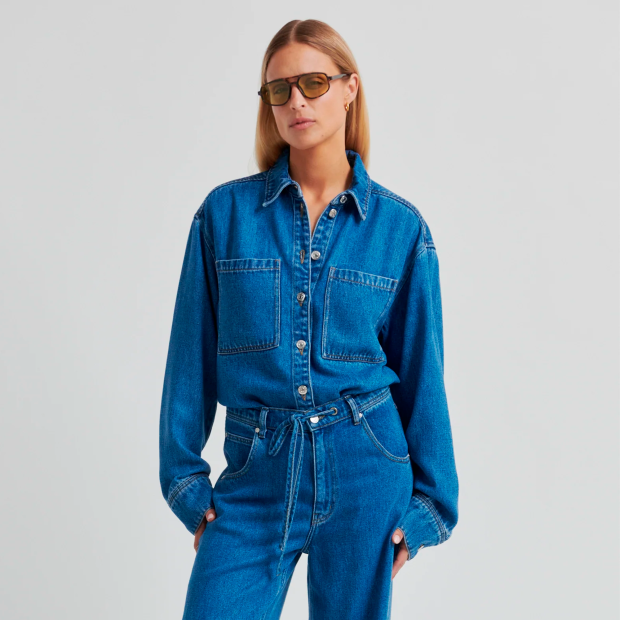 SECOND FEMALE - IRVANA DENIM SHIRT | BLUE DENIM