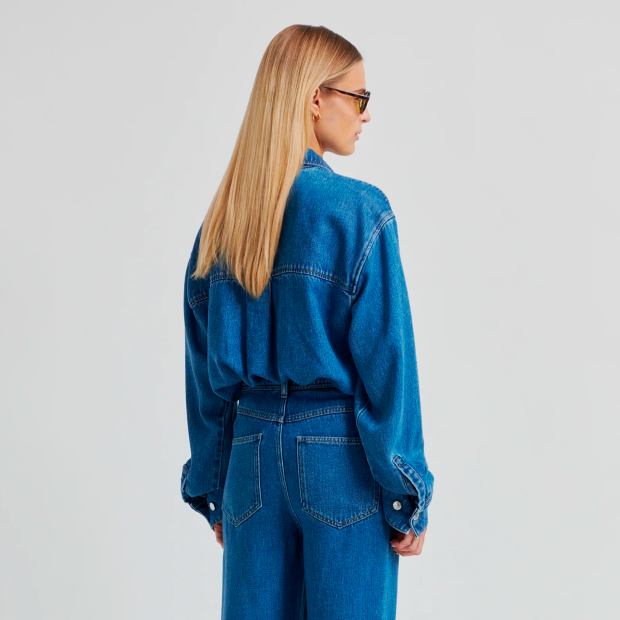 SECOND FEMALE - IRVANA DENIM SHIRT | BLUE DENIM