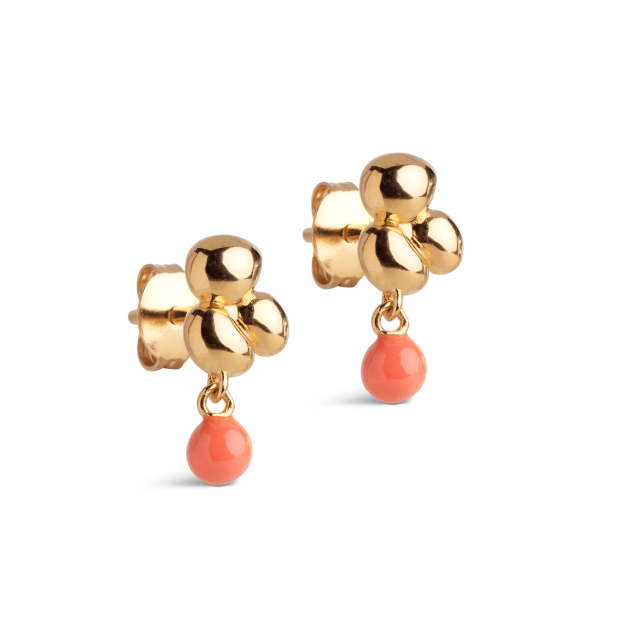 ENAMEL COPENHAGEN - EARRING NARA BALL FORGYLDT | LIGHT CORAL