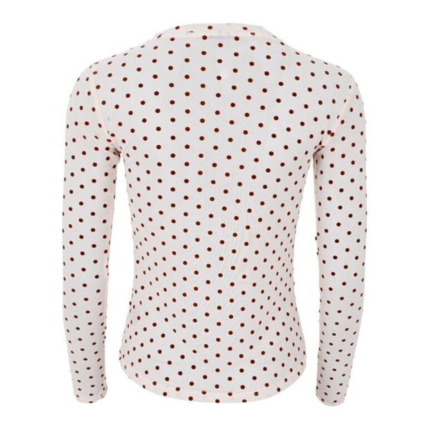 BLACK COLOUR - BCJENNIE DOTTED MESH BLOUSE | CREAM