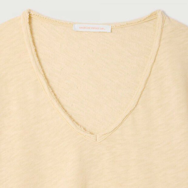 AMERICAN VINTAGE - T-SHIRT DROIT MC COL V SONOMA | VANILLE VINTAGE