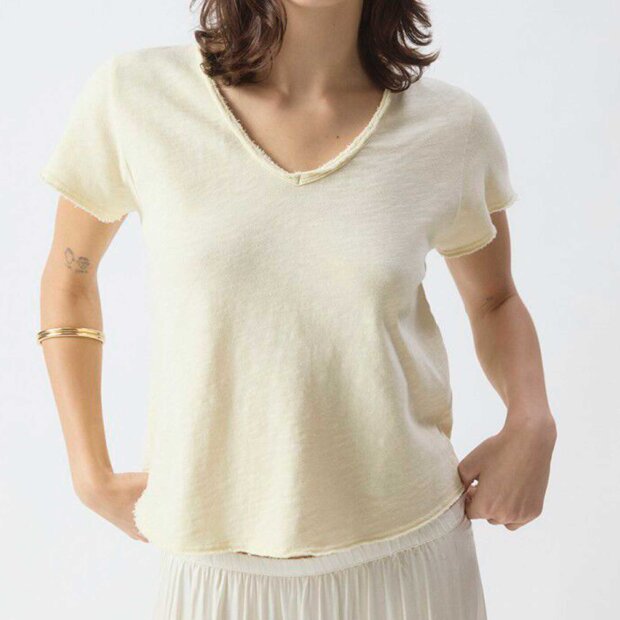 AMERICAN VINTAGE - T-SHIRT DROIT MC COL V SONOMA | VANILLE VINTAGE