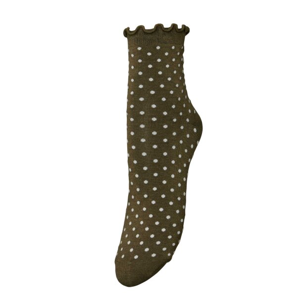 BECK SØNDERGAARD - DOTTED FRILLA SHORT SOCK | DARK OLIVE