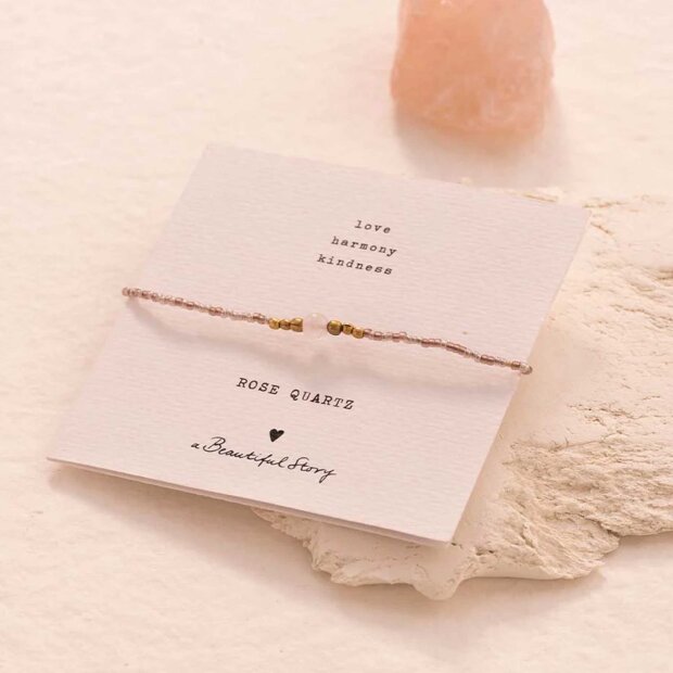 A BEAUTIFUL STORY - IRIS CARD ROSE QUARTZ BRACELET