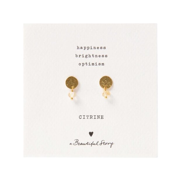 A BEAUTIFUL STORY - MINI COIN CITRINE EARRINGS
