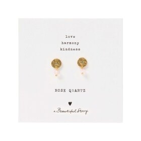 A BEAUTIFUL STORY - MINI COIN ROSE QUARTZ EARRINGS