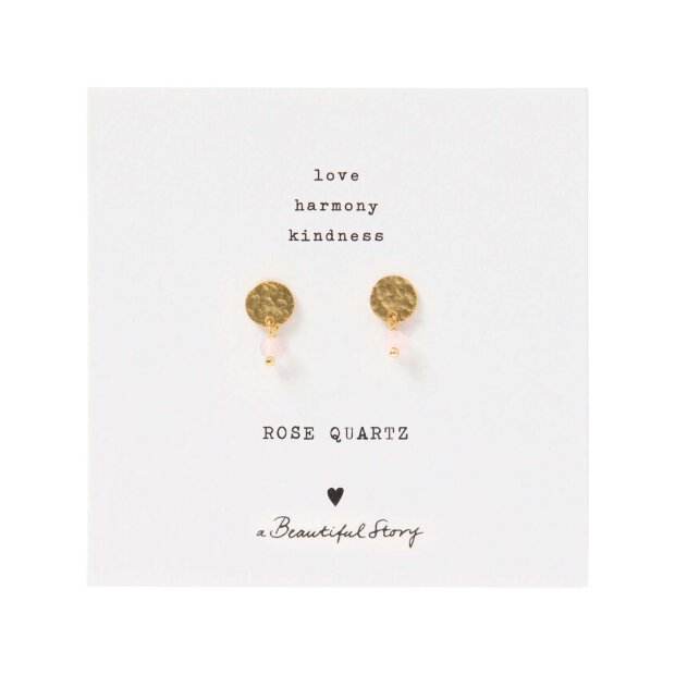 A BEAUTIFUL STORY - MINI COIN ROSE QUARTZ EARRINGS