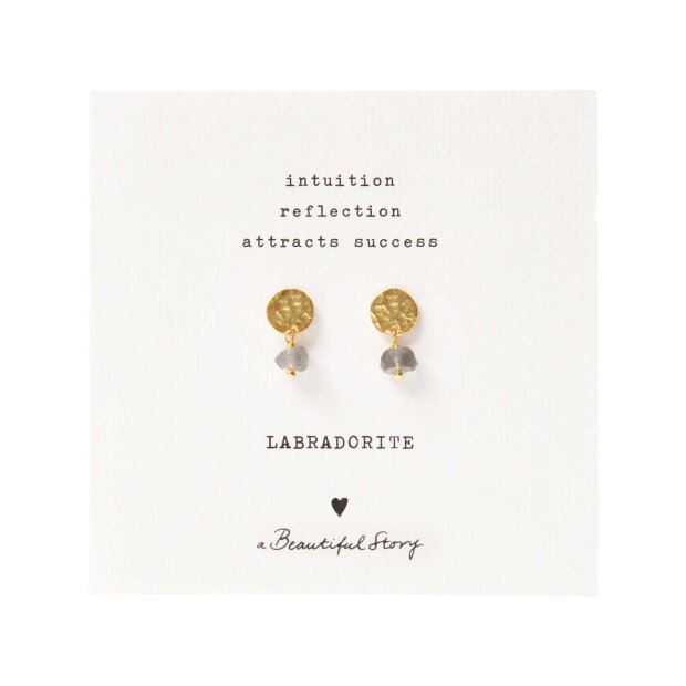 A BEAUTIFUL STORY - MINI COIN LABRADORITE EARRINGS
