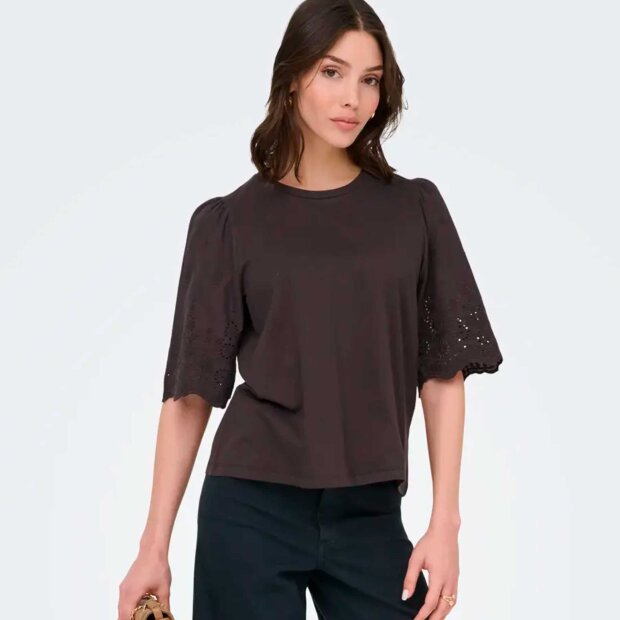 JDY - LAIR LIFE S/S NEW MIX TOP | CHOCOLATE TORTE