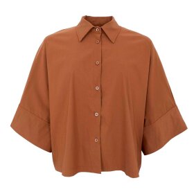 BLACK COLOUR - DAVINA LOOSE SHIRT | HAZELNUT BROWN