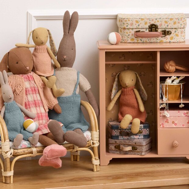 MAILEG - KANIN STR. 2 - CREMEGUL - STRIKKET KJOLE