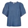 CO COUTURE - TILLY EMB SS BLOUSE | DENIM BLUE