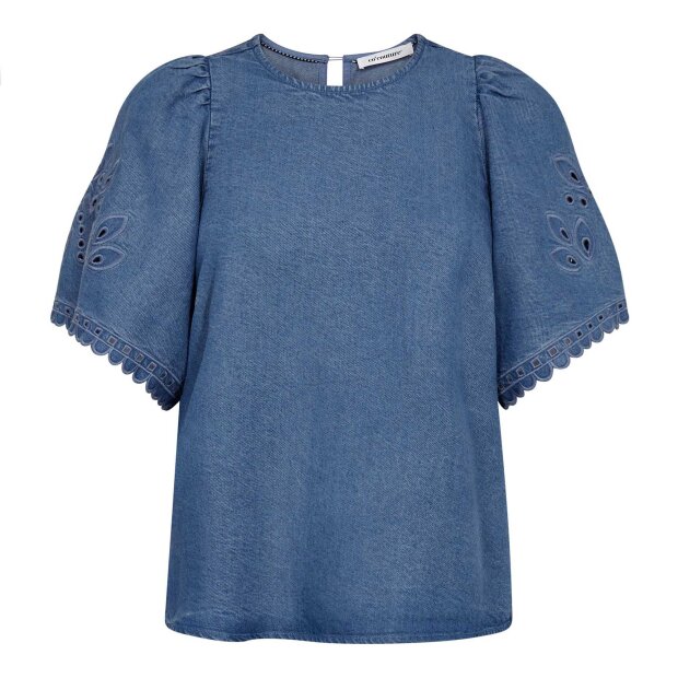 CO COUTURE - TILLY EMB SS BLOUSE | DENIM BLUE