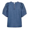 CO COUTURE - TILLY EMB SS BLOUSE | DENIM BLUE