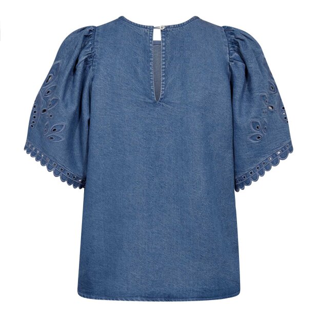 CO COUTURE - TILLY EMB SS BLOUSE | DENIM BLUE