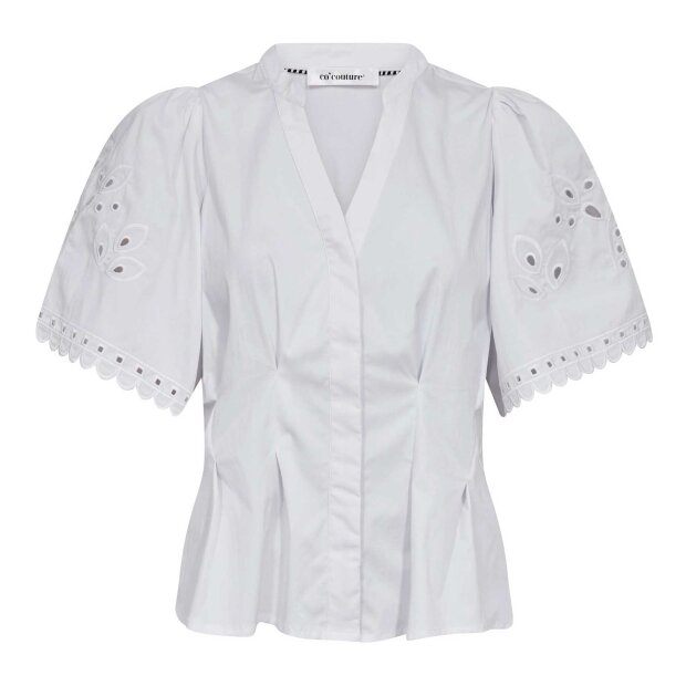 CO COUTURE - POPPY EMB SS V-SHIRT | WHITE