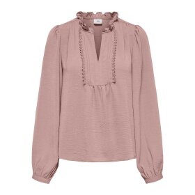 JDY - RACHEL LIFE L/S PINTUCK TOP | ADOBE ROSE