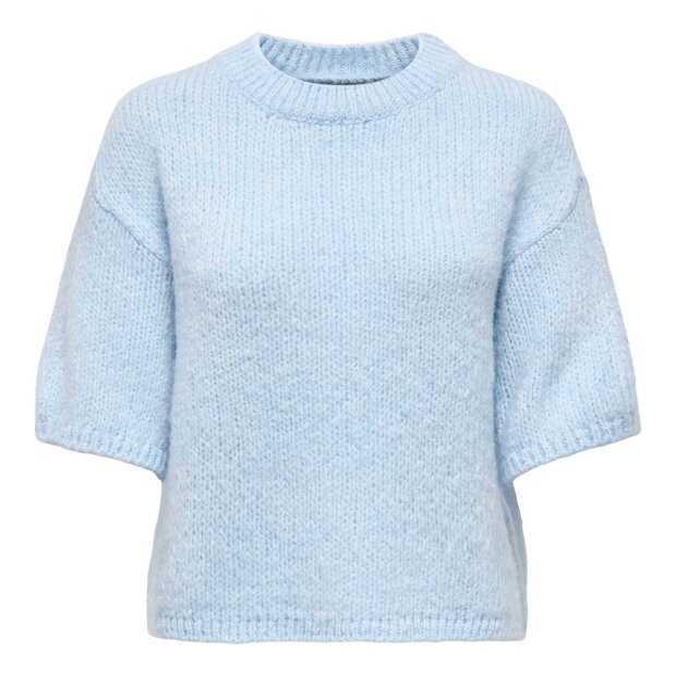 JDY - LINEA S/S PULLOVER O-NECK KNIT | CASHMERE BLUE