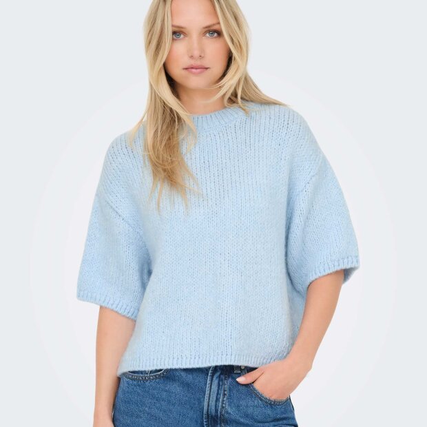 JDY - LINEA S/S PULLOVER O-NECK KNIT | CASHMERE BLUE