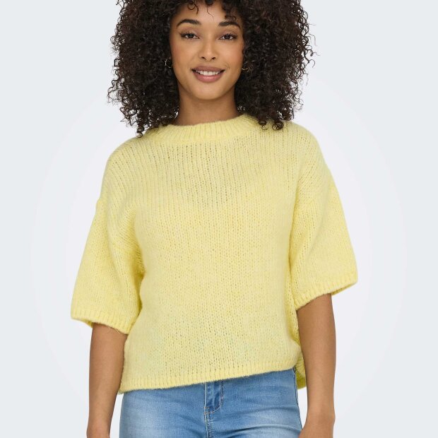 JDY - LINEA S/S PULLOVER O-NECK KNIT | PASTEL YELLOW