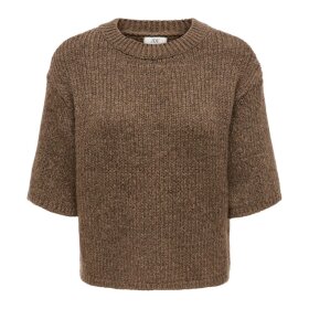 JDY - LINEA S/S PULLOVER O-NECK KNIT | SHITAKE
