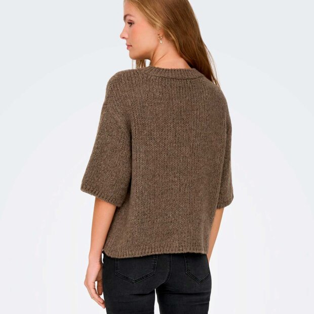 JDY - LINEA S/S PULLOVER O-NECK KNIT | SHITAKE