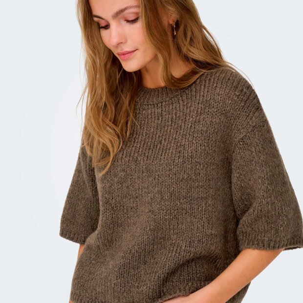 JDY - LINEA S/S PULLOVER O-NECK KNIT | SHITAKE