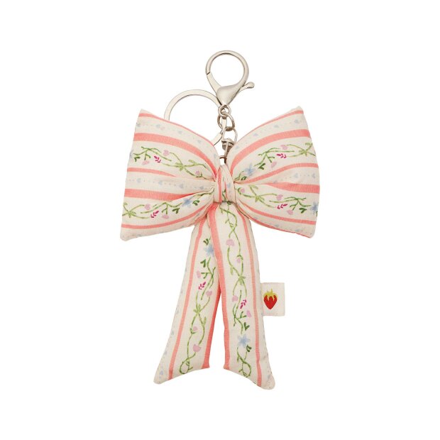 MAANESTEN - FABRIC BOW KEYCHAIN SUMMER STRIPES PEACH