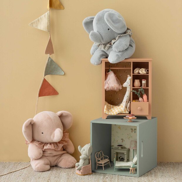 MAILEG - PLYSELEFANT - STOR | LYSERØD