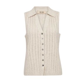 MOS MOSH - RINJA MARISOL LINE KNIT TOP | ECRU