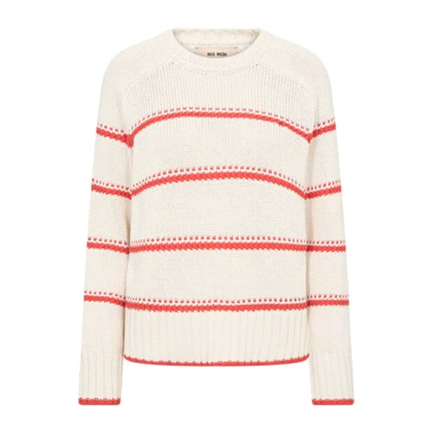 MOS MOSH - ROLA BINE STRIPE CREWNECK KNIT | SPICY ORANGE