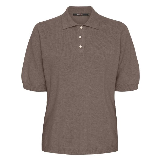 BTF CPH - CASHMERE PULLOVER W/COLLAR | ASH BROWN MELANGE