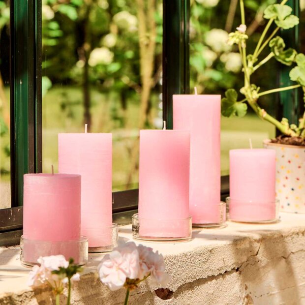 IB LAURSEN - STEARINLYS - RUSTIK H18CM Ø6,8CM | LYSERØD