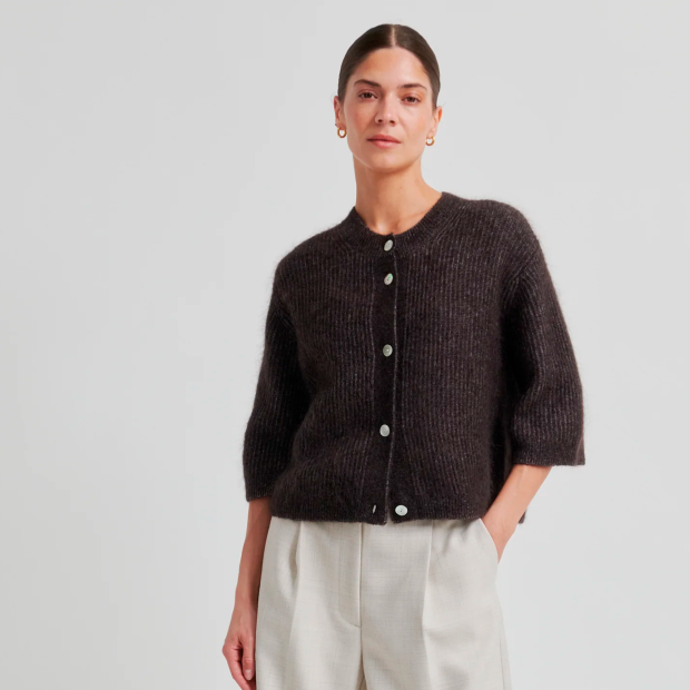 SECOND FEMALE - ANDREA KNIT RIB CARDIGAN | CHOCOLATE TORT