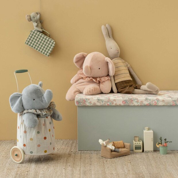 MAILEG - PLYSELEFANT STOR | BLÅ/GRÅ