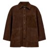 DEPECHE - TONJA SUEDE OVERSIZE SHIRT | DUSTY BROWN